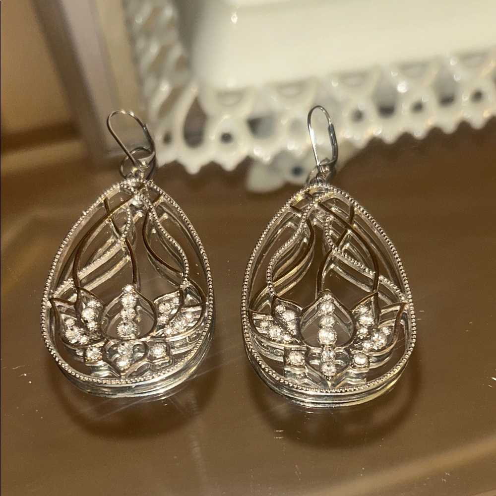 Chic Teardrop Earrings with Silver and Gold Accents